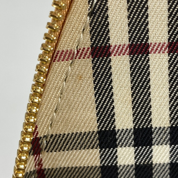 Burberry Check Pattern Leather Handbag Beige - Picture 4 of 5